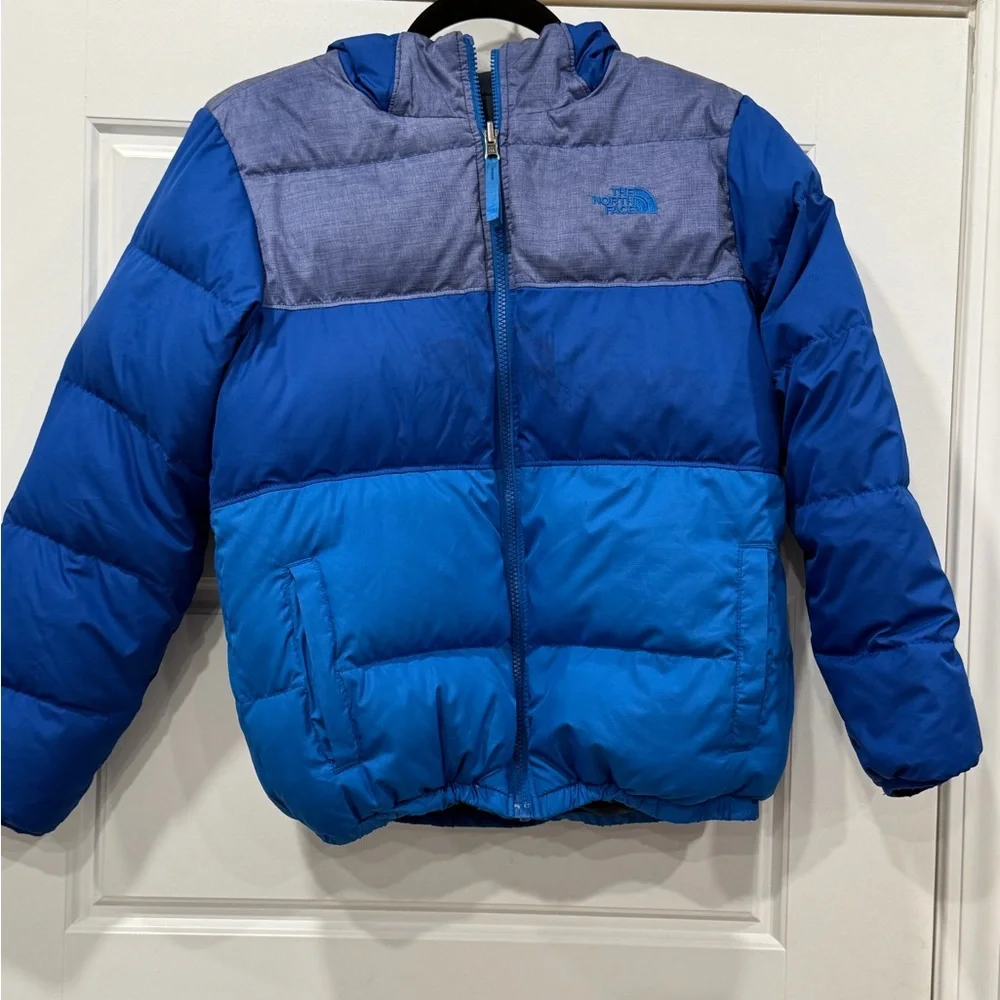 The North Face Kids Two-Tone and reversible Blue Puffer Jacket - Picture 1 of 6